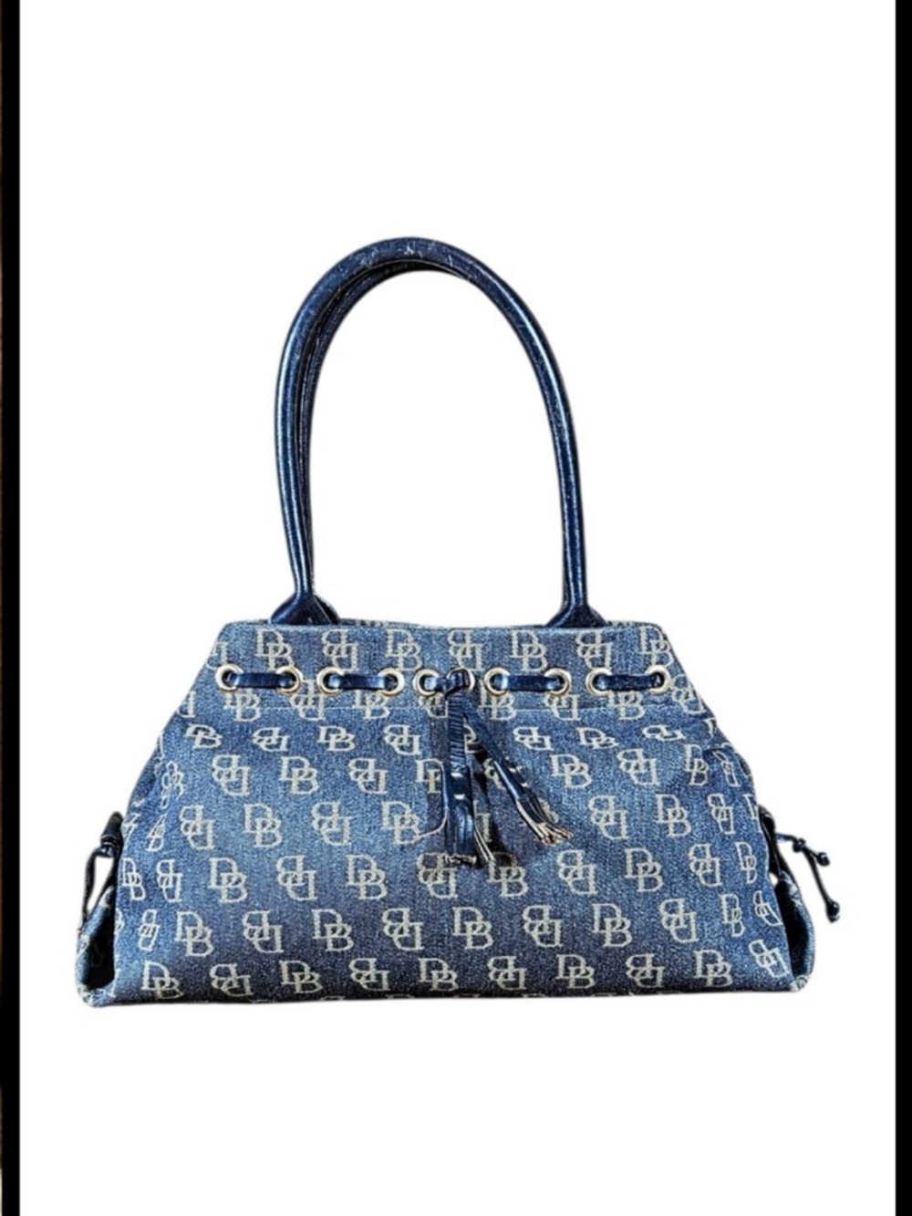 Designer Monogram Blue Denim Tote Bag